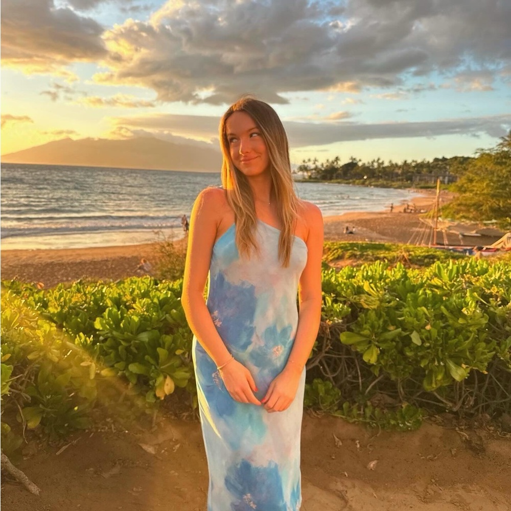 Mango Blue One Shoulder Sundress